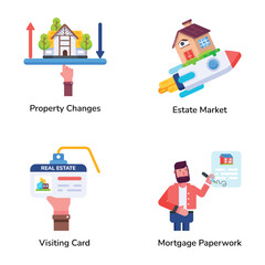 Set of Property Operations Flat Icons 

