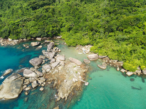 Natural pool at Caixa d'a&ccedil;o beach in Trindade, Paraty, on the green coast of Rio de Janeiro. Tourist destination in southeastern Brazil