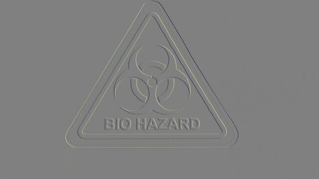 Zooming towards a Biohazard sign, embossed effect