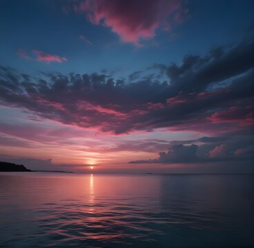 Blue Sea And Pink Sky Beauty Of The NatureBy Sumbul