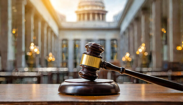 trial. court. law. An image of a courtroom.