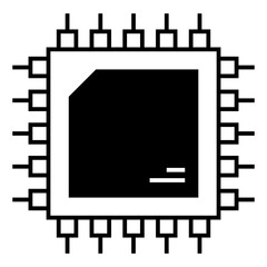 Computer chip circuit board flat icon for apps and websites