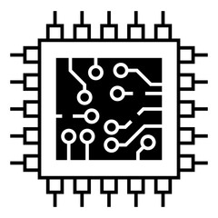 Computer chip circuit board flat icon for apps and websites