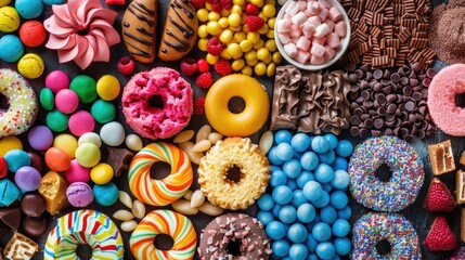 A compilation of multiple close up photos featuring a variety of sweets - Powered by Adobe