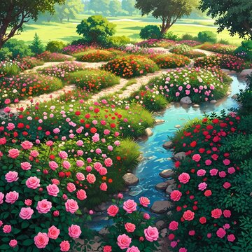 Beautiful colorful image of Rose Field