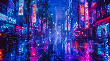 Fotobehang Hiroshima Neon Background © ditaja