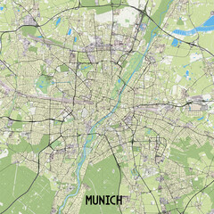 Munich, Germany map poster art