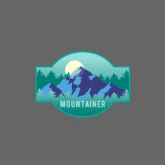 Mountain adventure badge logo vector graphic of illustration