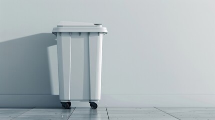 Blank mockup of a compact and mobile public trash can on wheels for easy transport. .
