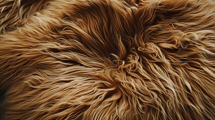 Close-up of a fluffy brown eco fur pillow blending vintage and modern decor styles, isolated background