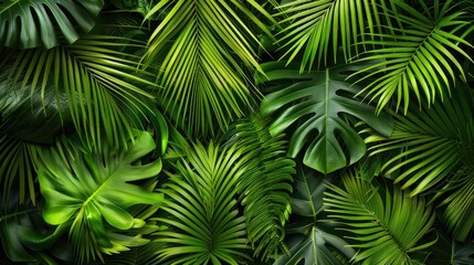 Vivid green foliage Tropical palm design