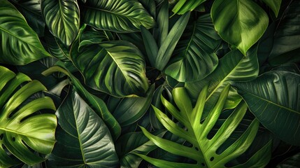 Texture of Tropical Green Leaves A Nature Abstract