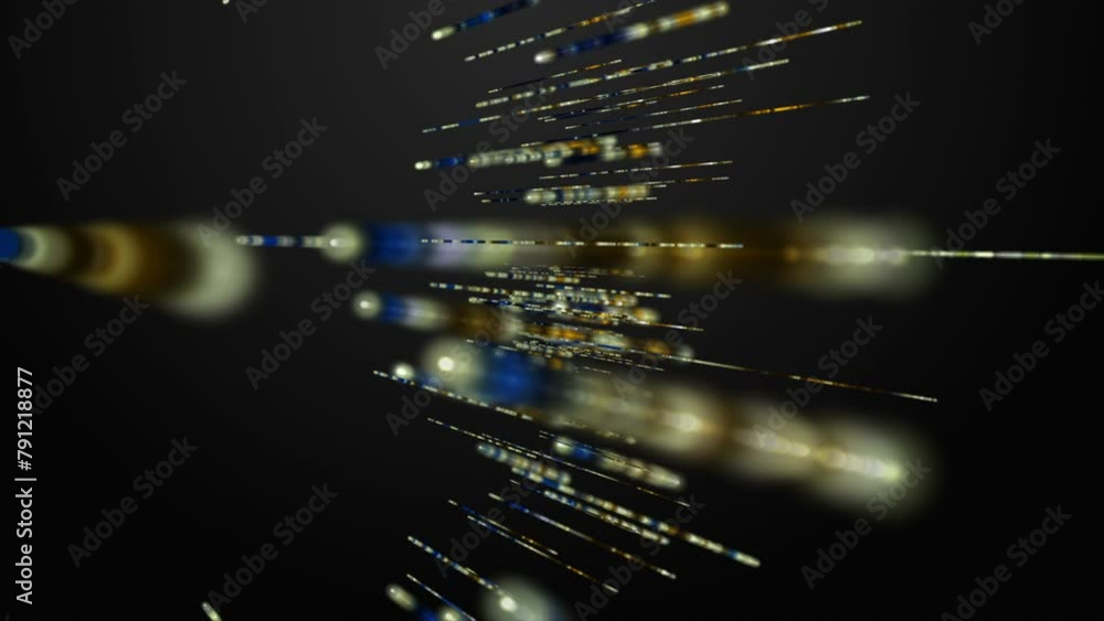 Poster futuristic video animation with glowing stripe objects in slow motion, 4096x2304 loop 4k