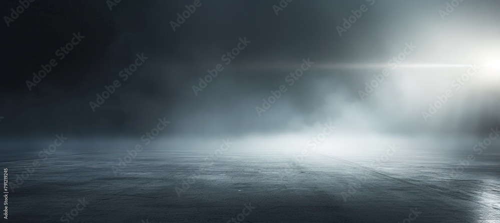Poster Abstract empty dark background with fog and light. Generate AI image