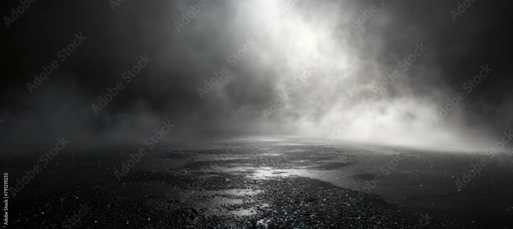 Poster Abstract empty dark background with fog and light. Generate AI image