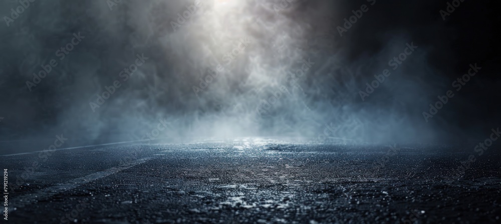 Poster Abstract empty dark background with fog and light. Generate AI image