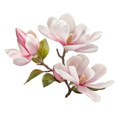 Beautiful Magnolias Isolated On White Background