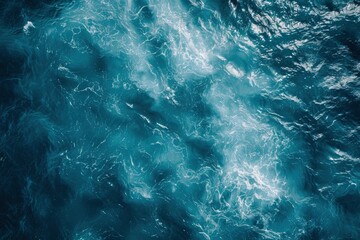 sea from drone. Ocean (water) Surface. water texture. Sea surface aerial view - generative ai - obrazy, fototapety, plakaty