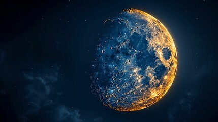 Obraz premium Celebrate Eid al-Fitr with a beautiful moon illustration (dark blue).