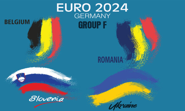 Participants of Group F of European football competition on sport background. painting the flag with brush strokes, group F of european football germany.zip