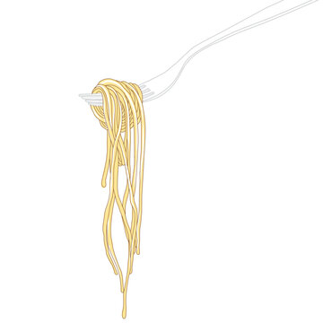 Spaghetti noodles on a fork