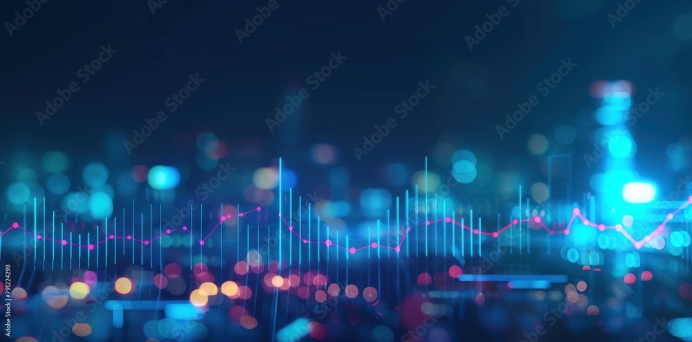 Poster futuristic financial graph with upward trending lines. generate ai image