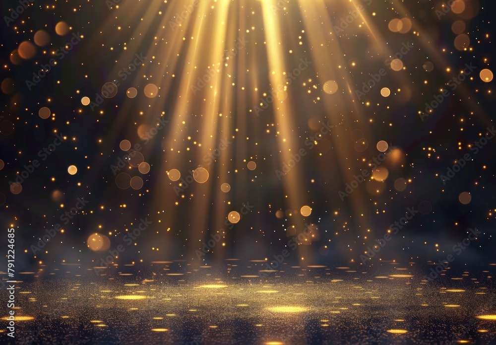Poster golden lights and bokeh background for product presentation. generate ai image