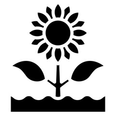 Sunflower. glyph icon, use for modern concept, UI or UX kit, app and web development.