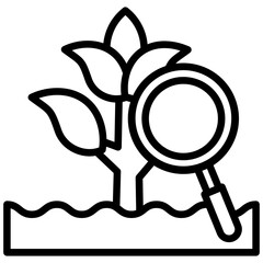 Research black outline icon, use for modern concept, UI or UX kit, app and web development.