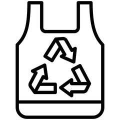 Recycle Bag black outline icon, use for modern concept, UI or UX kit, app and web development.