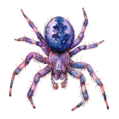 Obraz premium A colorful spider with a purple body and blue legs