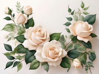 white rose decoration in watercolor style