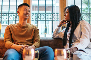 Asian man and Latina woman on a date
