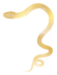 年賀状に使える巳年_とぐろを巻く金色の蛇のイラスト