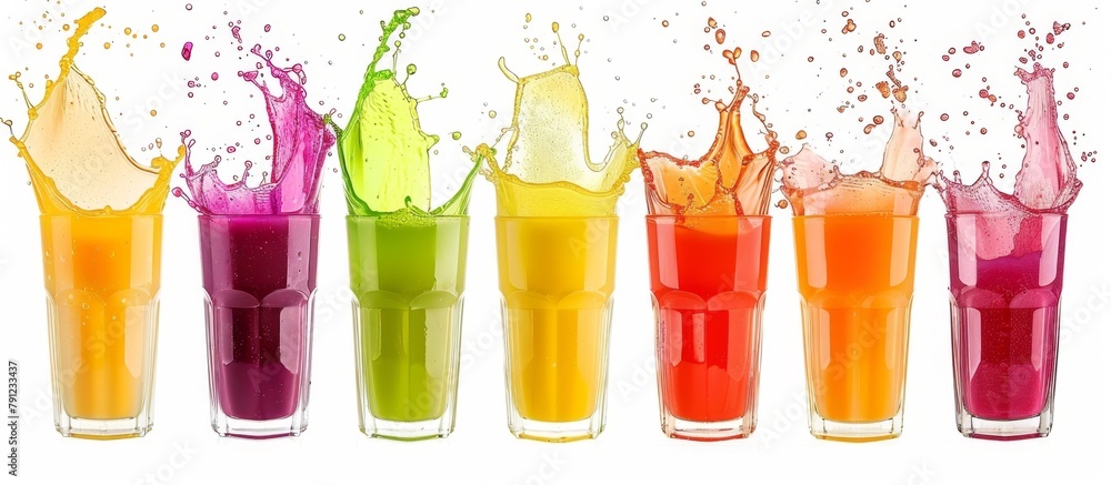 Aufkleber colorful array of glasses lined up, each containing a different hued beverage, creating a vibrant vi