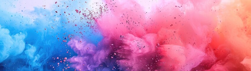 Colored powder explosion on gradient 
 background, Abstract clouds of colorful smoke. Design,powder clouds texture. Abstract effect of color mist or smog with glitter particles. 