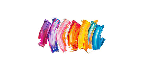 Colorful paint strokes on a white background