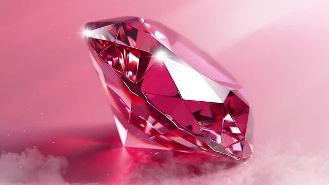 elegant diamond shape. realistic render of a faceted shape with gemstone. seamless looping overlay 4k virtual video animation background