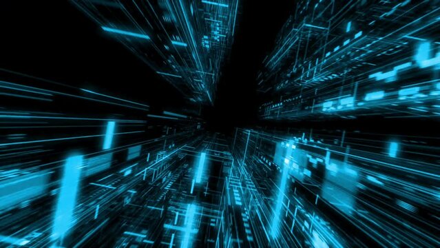 Seamless loop of abstract futuristic technological background, floating circuits, digital abstract virtual fiber optic network system illustration digital seamless 3D render loop video