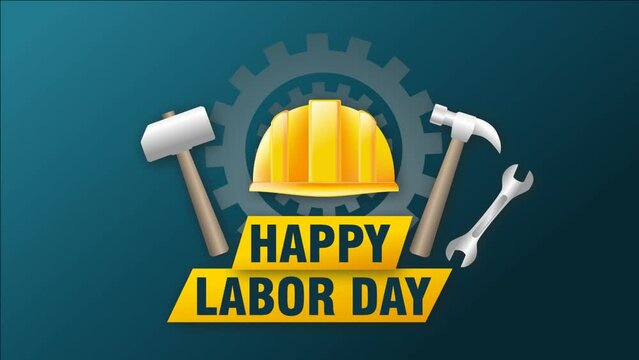Animated happy labor day design. animation template, suitable for banner, presentation, and more