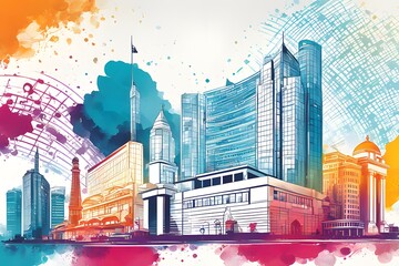 AI Generated-illustrations for the concept of physics on the topic of Indian Stock Exchange.