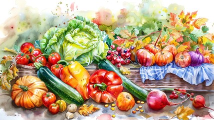 Autumn harvest of colorful vegetables