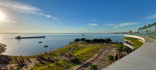 view of the river with boats - Pontal Porto Alegre, Brazil.