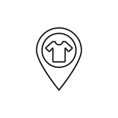 clothing store location in map pin icon, vector liner illustration on white background..eps