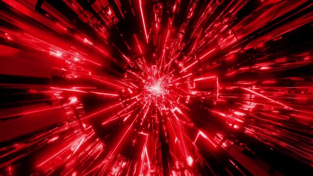 scifi tunnel corridor with futuristic red color neon lights and reflections 3d illustration motion background live wallpaper club visual vj loop