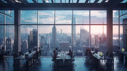  A group of people are working in an office with a view of the city. Scene is professional and focused © SKW