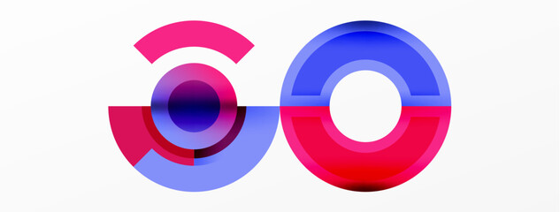 A vibrant red and electric blue circle with a white circle in the middle, creating a bold and colorful pattern reminiscent of auto part logos or modern art