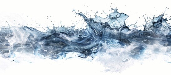 Capturing the details of a vibrant blue and white water splash frozen in action against a clean white backdrop