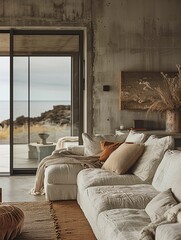Cozy Modern Living Room with Ocean View