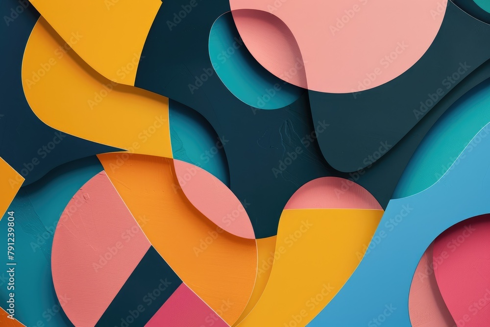 Poster abstract geometric shapes with bold colors - bold contrast with vivid colors and abstract shapes pro
